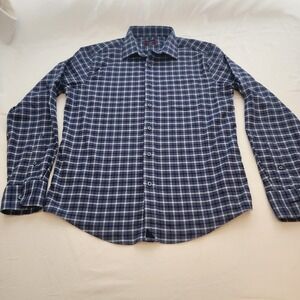 UNTUCKit Men's‎ Blue Plaid Long Sleeve Shirt Size M Flannel Feel Stylish Preppy